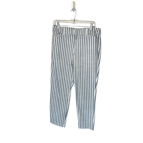 Old Navy Blue White Striped Career Office Straight Leg Pixie Dress Pants Size 12 - Picture 1 of 13